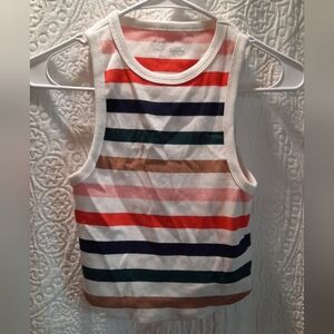 Aerie Shirt Womans Small Multicolored Striped Crop Top Sleeveless Ribbed Casual